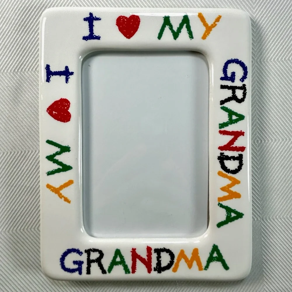 Vintage I LOVE MY GRANDMA Ceramic Picture/Photo Frame 4 x 6